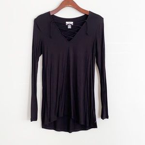 Old Navy Black Lace Up Tee